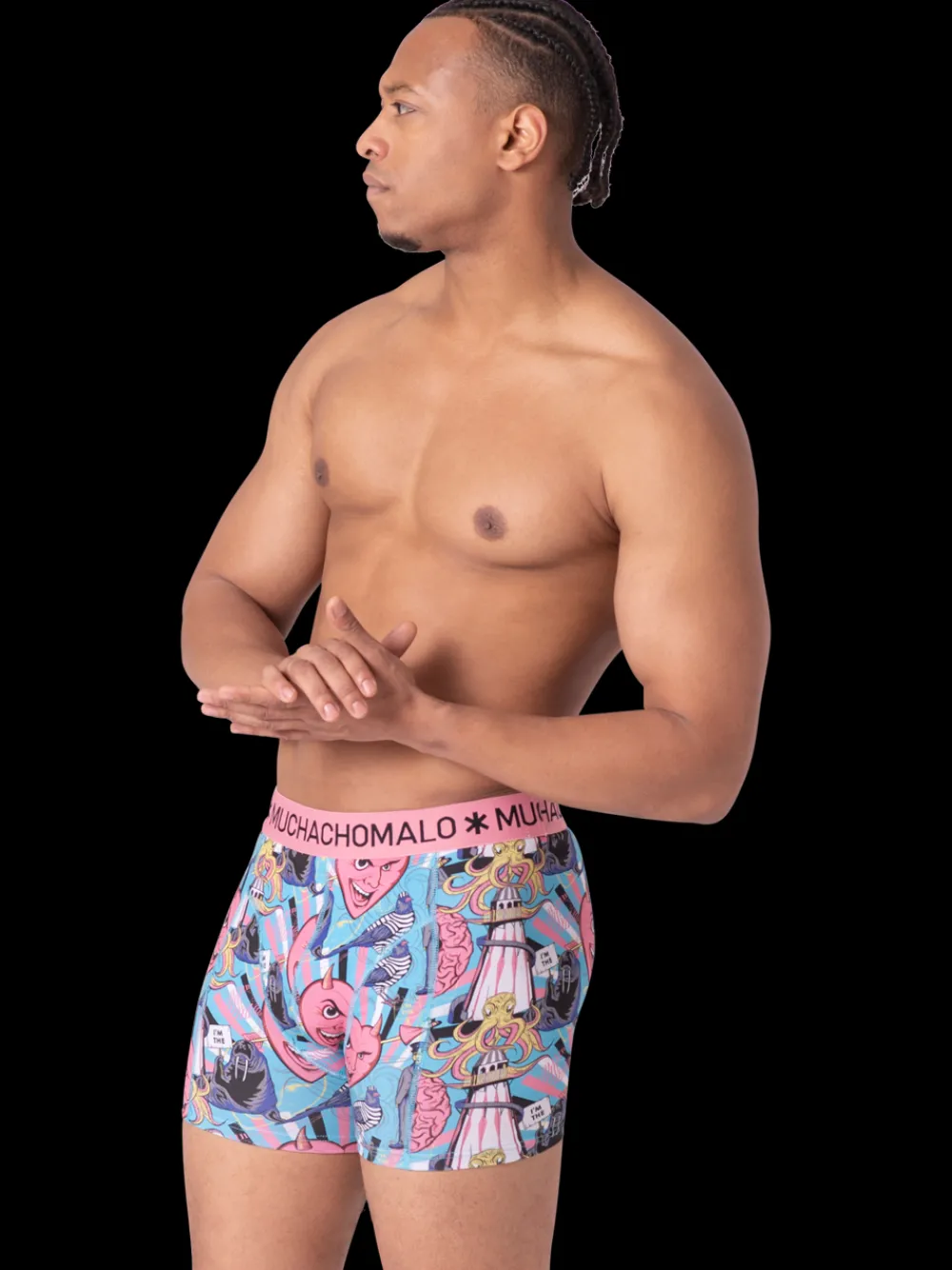 Heren 2+2-pack Boxershorts Print/Effen-Muchachomalo Best