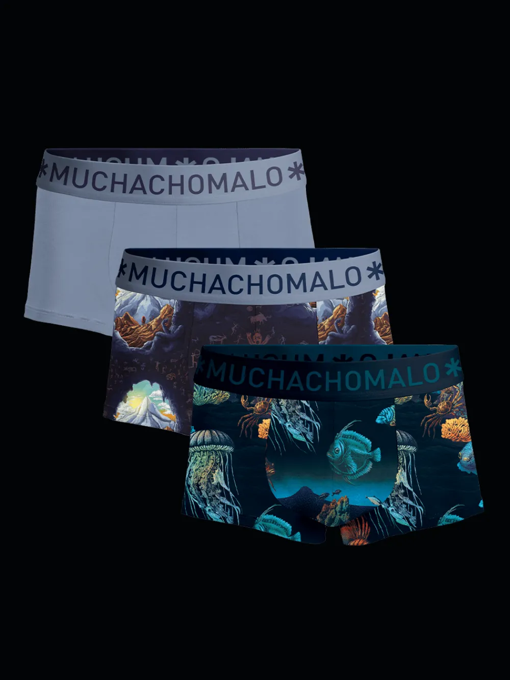 Heren 3-pack Trunks Deep Sea Mountaintops-Muchachomalo Discount