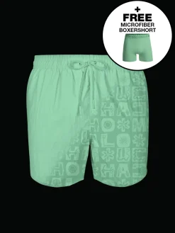 Heren Zwembroek Print Lichtgroen + Gratis Microfiber boxershort-Muchachomalo Discount