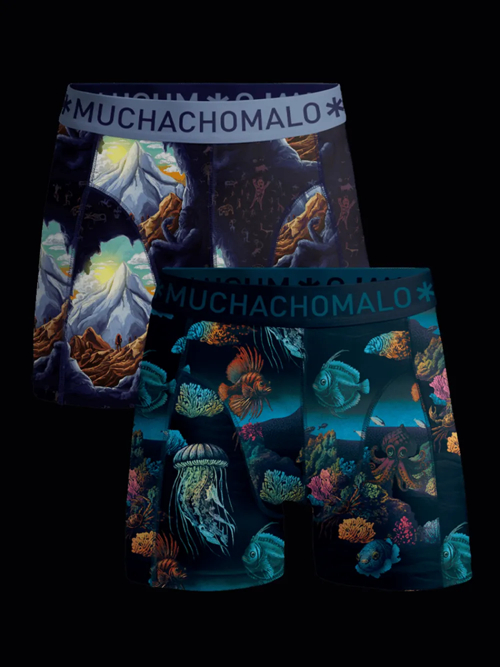 Jongens 2-pack Boxershorts Deep Sea Mountaintops-Muchachomalo Clearance